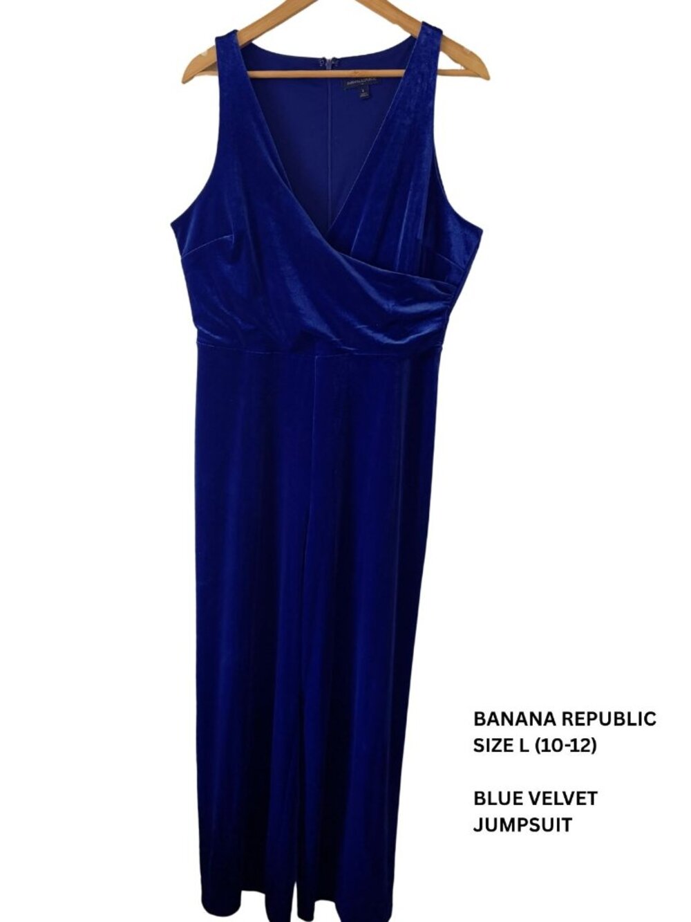Banana Republic Blue Velvet Jumpsuit – Size Large